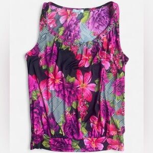caché y2k inspo floral edgy sleeveless lightweight top size medium